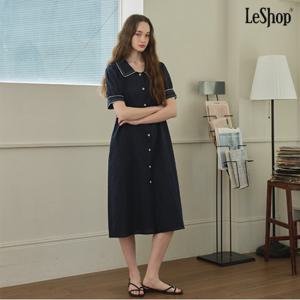 정상가:99000원ㅣ카라 소매 배색 포인트 코튼 원피스 (DP2OW030A)