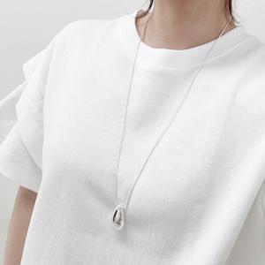 [브리치]  / 리안 물방울 볼드 펜던트 실버 롱 목걸이 (길이조절가