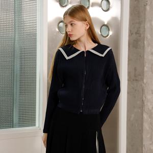 yoyoyoy여성[최초가 144000원] 세일러 카라 플리츠 크롭 집업 네이비_AJ08WNPJP02