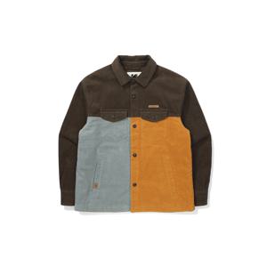 브라우니 컬러블럭 패딩 셔켓 BROWN