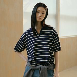 [미리주문 10%] 26SS 반팔 스트라이프 카라 니트 3종