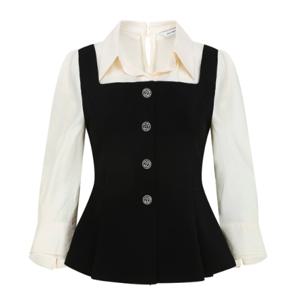 [롯데백화점][제이제이 지고트(프리미엄)]셔츠 배색 뷔스티에 블라우스 (GS4M0BL901)