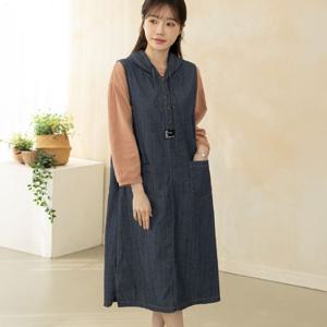 후드 단추 청 원피스 /마담 미시 중년 여성 빅사이즈 40대 50대