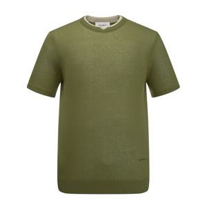 (정가138000원) 남성 이중 카라 보드넥 여름 니트 라이트카키 (ADB220125)