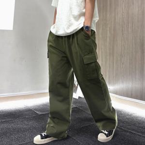 남자 와이드 팬츠 카고 바지 면 뒷밴딩 건빵바지 포켓 빅사이즈 밴딩 통바지 카키 아이보리 블랙_MMPA46