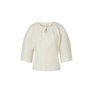 [무케] _여성 턱 포인트 7부 소매 플리츠 블라우스 (아이보리) 주름옷 프렌치룩