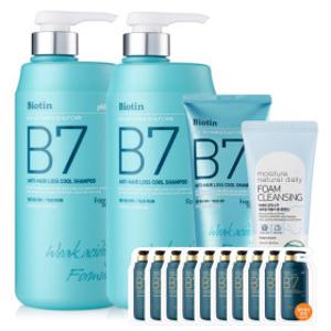 B7 약산성 쿨 탈모 샴푸 (초특가행사) 1000ml+1000ml+200ml+10매+폼클렌징