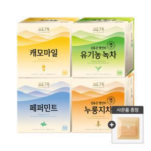 (티코스터증정) 유기농녹차 외 10종 100티백X2 골라담기 (총 200티백)/우엉차 캐모마일 헛개 도라지 누룽지