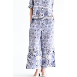 [비꼴리끄(여성)]린넨 프린트 슬릿 와이드 팬츠 B242WS2200