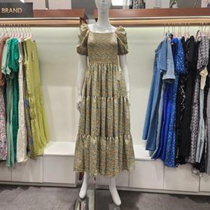 수스 HC04 잔꽃 스모킹 롱 원피스 S252BOP673