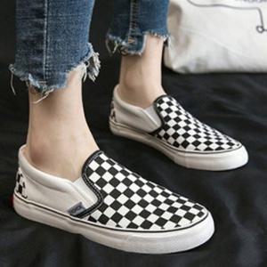 운동화 여성 체크무늬 캐주얼 패션 데일리 슬립온 스니커즈