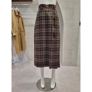 페이지플린  (F5DSK401) 주름 배색 체크 롱 스커트
