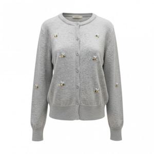 페이지플린  (F6ACA401) 라운드넥 꿀벌 자수 가디건