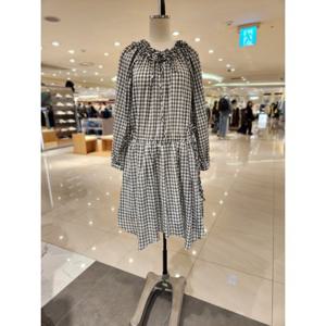 [랩]넥프릴장식 깅엄체크 원피스(AS7XO164)