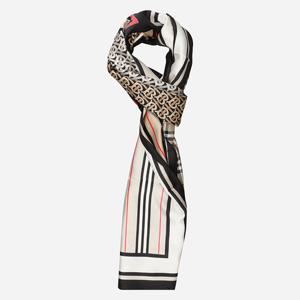 [버버리]5F 8011951 A7026 몽타주 프린트 실크 스카프 베이지