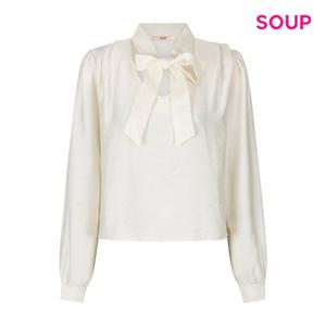 [숲]타이 리본 포인트 V넥 블라우스 S61LS05