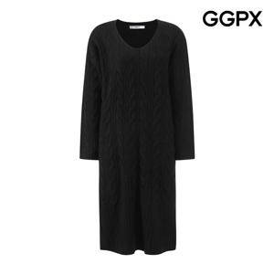 [지지피엑스]V넥 루즈핏 꽈배기 니트 원피스 GQ1OP004F