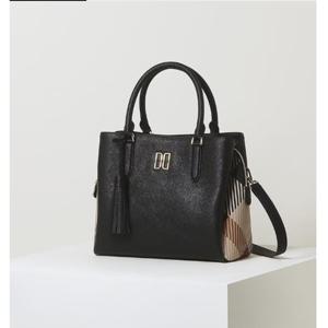 [닥스] 블랙 체크배색 가죽 토트백 M DCBA5E504BK