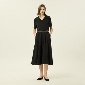 [보니스팍스(여성의류)]빅 카라넥 밴딩 플레어 원피스 (XP3OP007M0)