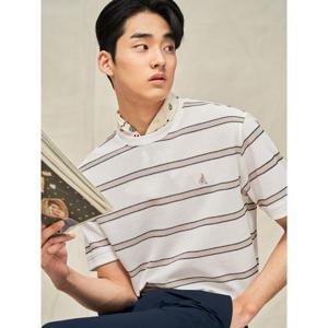 [빈폴멘] 빅허니콤 스트라이프 반소매 티셔츠  아이보리 (BC5342C330)