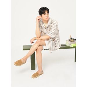 [빈폴멘] 리넨 혼방 스트라이프 반소매 셔츠  아이보리 (BC5465C270)