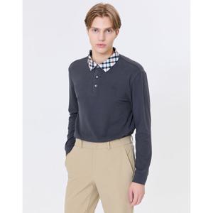 닥스 골프 남성 24FW 스테디셀러클래식 카라 체크 긴팔폴로티셔츠 (GRAY) WGTS4D750G3