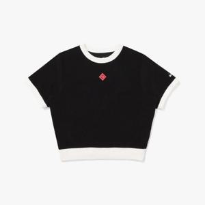 디아도라반팔티 AQS D4222LRS61BLK 카리나 테리 링거 반팔 티셔츠 우먼 BLACK