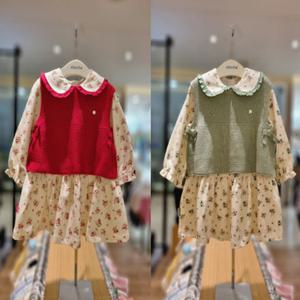 [압소바] [백일 돌 조카선물] 허브 니트 베스트 원피스 세트 2종택1  (A2525107)