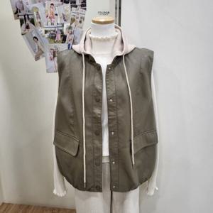 [무자크]페이크레더 니트후드조끼(MP2WLJ02)_YS