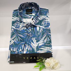 [예작]예작YJ3SUA582 코튼린넨혼방 야자수잎프린트 슬림핏 긴팔