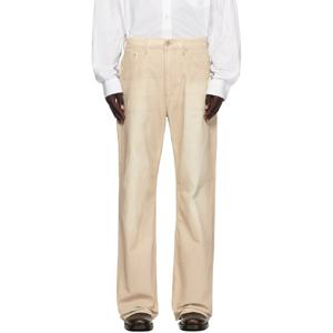 아크네 청바지 베이지 페이딩 워싱 데님 진 252129M186006