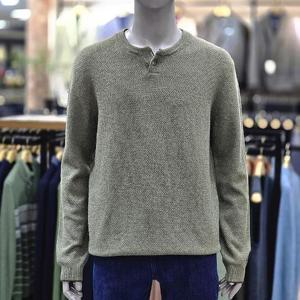 런던포그 세이브존04 울혼방 라운드넥 다크카키니트 LOWNA450