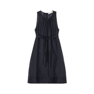 아떼바네사브루노 25SS 시즌오프 블랙 셔링 리넨 민소매 원피스 VIDR5E206BK