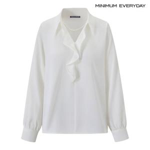 [미니멈][미니멈 에브리데이]프릴 브이넥 오픈 카라 페미닌 블라우스 (EC1BA010D)
