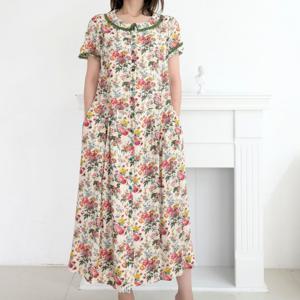 [비꼴리끄(여성)]둥근카라 레이스 핀턱 원피스B242WO1030