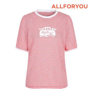 [올포유] 여성 스트라이프 프린트 라운드 반팔 티셔츠 ALTRN5146-500