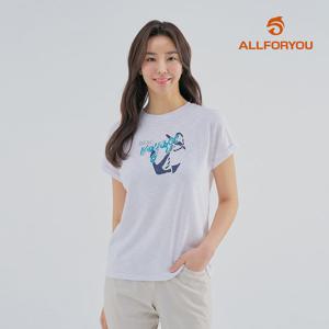 [올포유] [모델착장] 여성 프린팅 슬럽 반팔 티셔츠 ALTRM4231-100