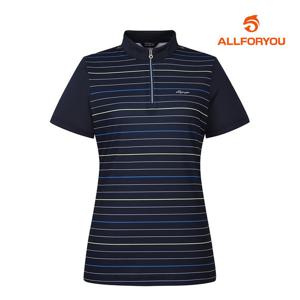 [올포유] 여성 스트라이프 반집업 반팔 티셔츠 AWTHM4291-915
