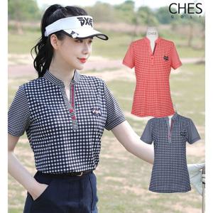 [체스]카오엔 쿨 체크 여성골프 티셔츠