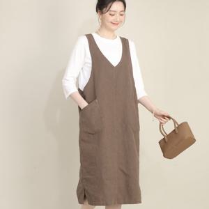 애비뉴투지 엄마옷 쟌느 린넨 멜빵 봄 여름 브이 나시 롱 원피스 K07430