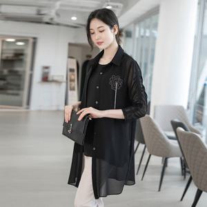 [모슬린]엄마옷 장미 쉬폰 카라 롱자켓 613FGH350 마담/중년여성