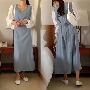 [강물처럼]위쉬몰 GO 펜타배색리본원피스(K794H301) 빅사이즈 (9