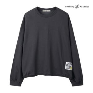 [나인식스뉴욕(영캐릭터)]스마일 라벨 패치 맨투맨 티셔츠 NQ2TS017M0