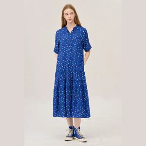 [베네통]강아지 패턴 반팔 롱 원피스 (BAOP02541)