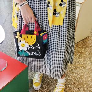 [드레스날다]마코마키정품 스마일 반달 미니 캔버스백(acc415)