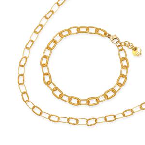 [골드모아] 여자 순금 목걸이 팔찌 세트 37.5g 24K [콤비 클립] 체인 디자인