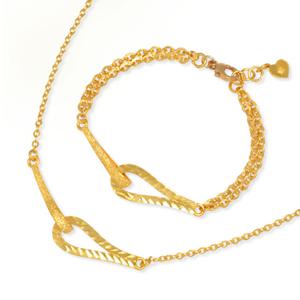 [골드모아] 여자 순금 목걸이 팔찌 세트 37.5g [물방울스틱 콤비]