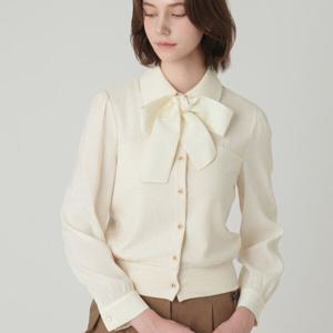 [샤틴]셔츠매칭 리본끈 탈,착 니트블라우스S244B251A03_JK