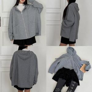 [강물처럼]빅사이즈아우터 V498L510 질좋은오버핏후드집업 LT (4