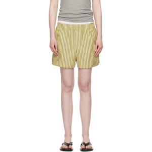 AMI Paris 반바지 카키 코튼 엘라스틱 쇼츠 251482F088000